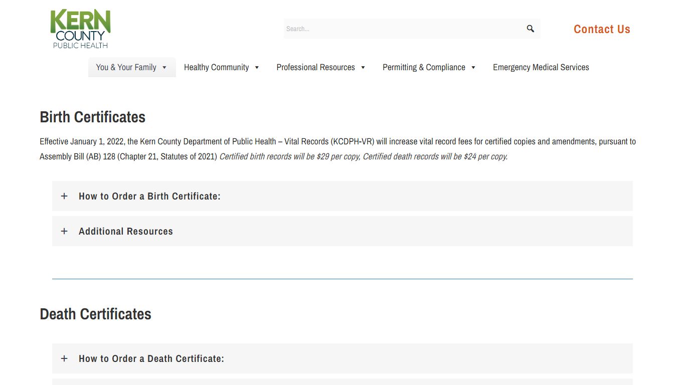 Birth & Death Records - Kern County Public Health